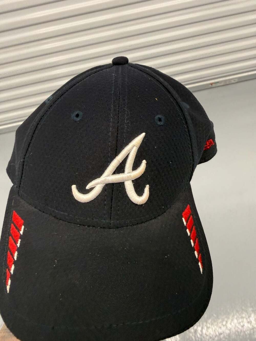 New Era Atlanta Braves 9FORTY Youth Snapback Hat Navy Blue Red